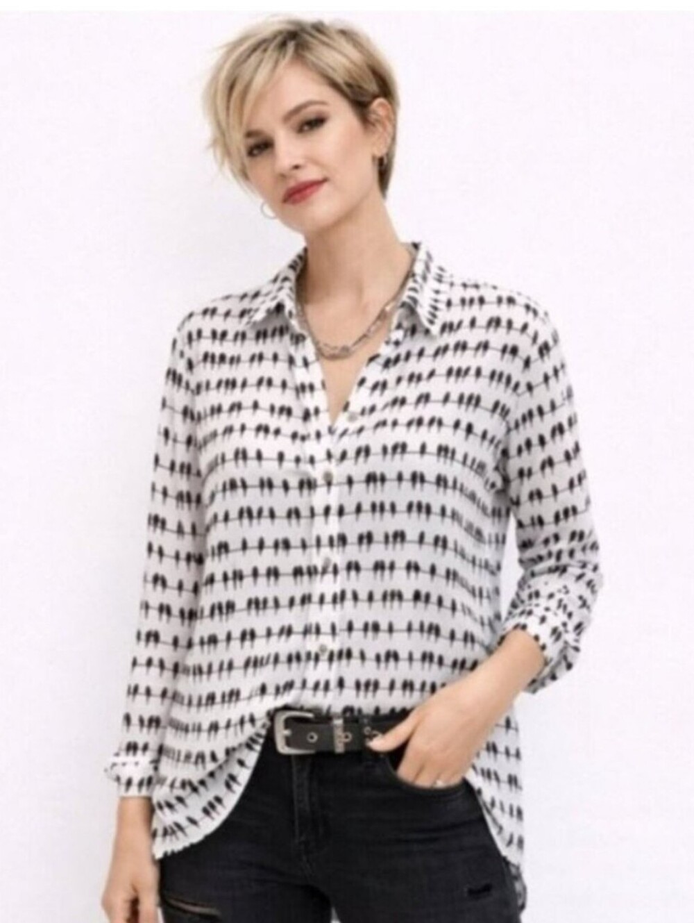 Jane and Delancey "Birds on a Wire" Tunic Top - Size L